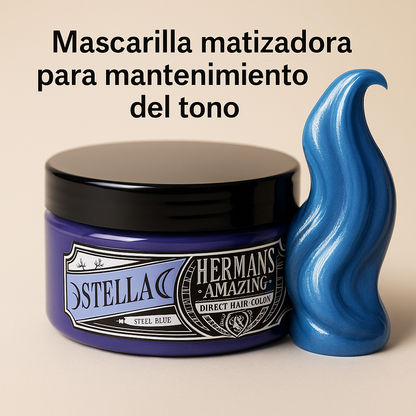 Herman’s Amazing – Mascarilla de color Stella Steel Blue para intensificar tonos fríos 125 ml