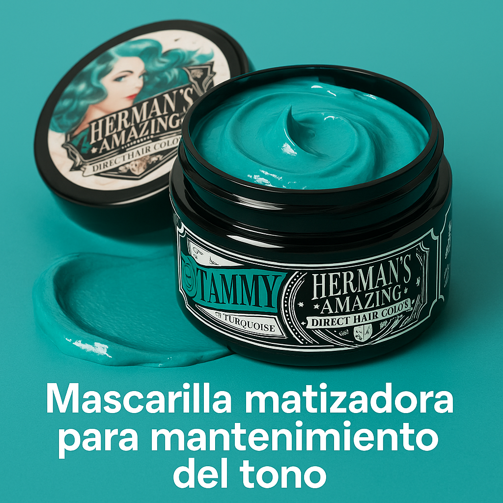 Herman’s Amazing – Mascarilla de color Tammy Turquoise para cabello 125 ml