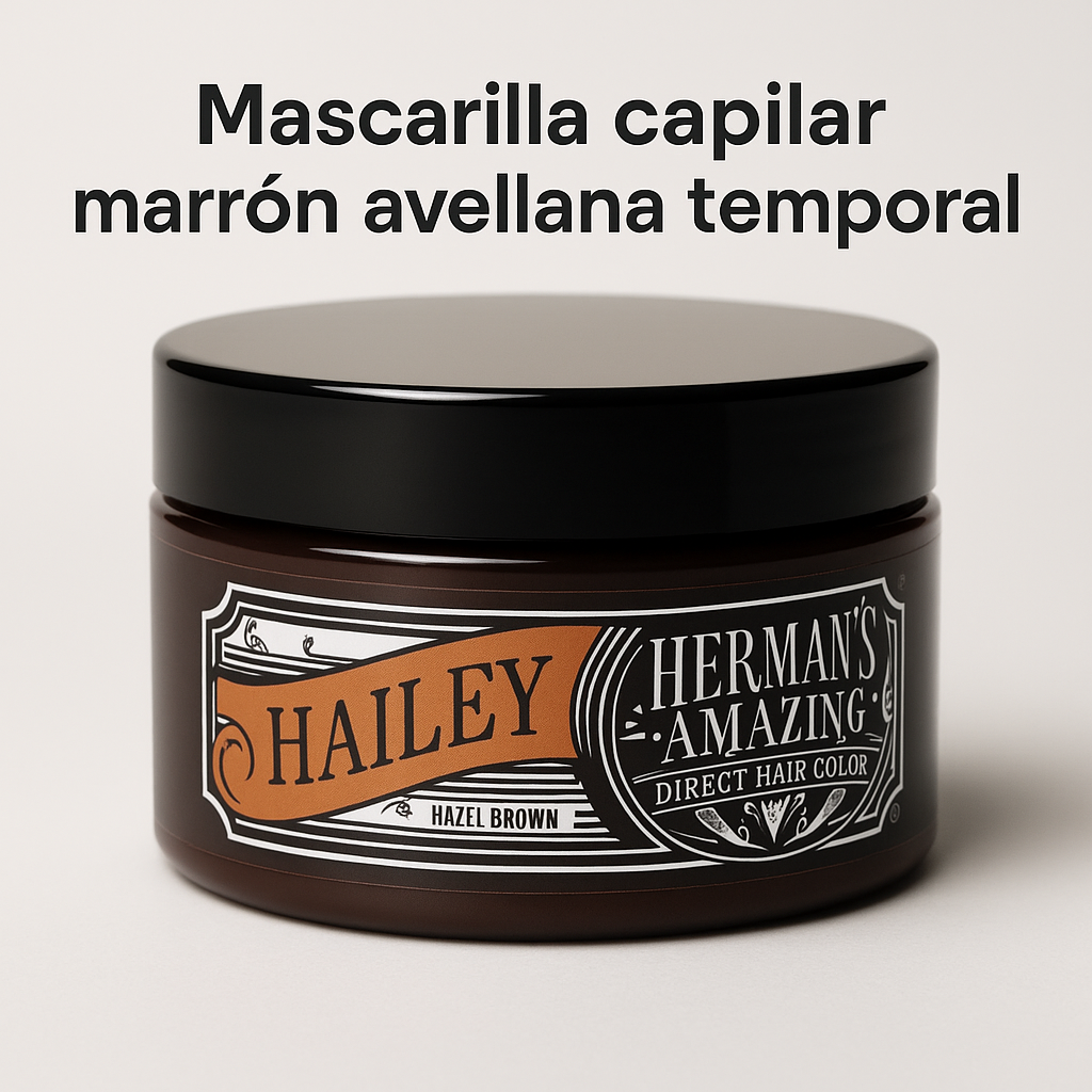 Herman’s Amazing – Mascarilla de color Hailey Hazel Brown, marrón avellana temporal 125 ml