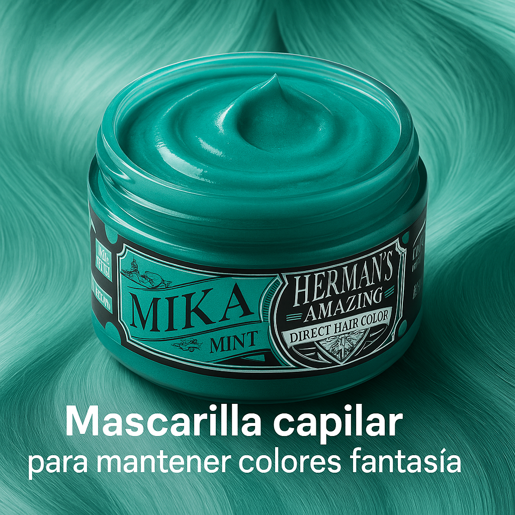 Herman’s Amazing – Mascarilla de color Mika Mint para mantener colores fantasía 125ml