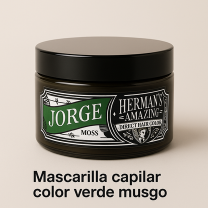 Herman’s Amazing – Mascarilla color Jorge Moss (verde musgo) hidratante, uso profesional y doméstico · 125 ml