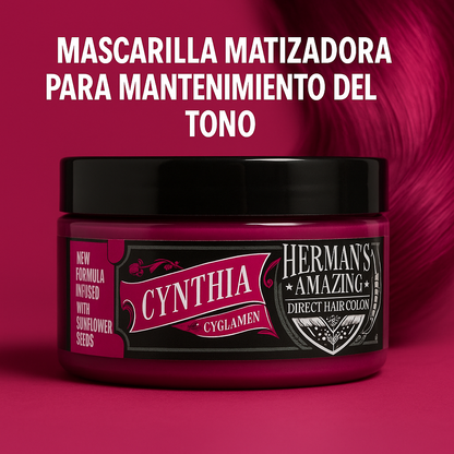 Herman’s Amazing – Mascarilla de color Cynthia Cyclamen para cabello 125ml