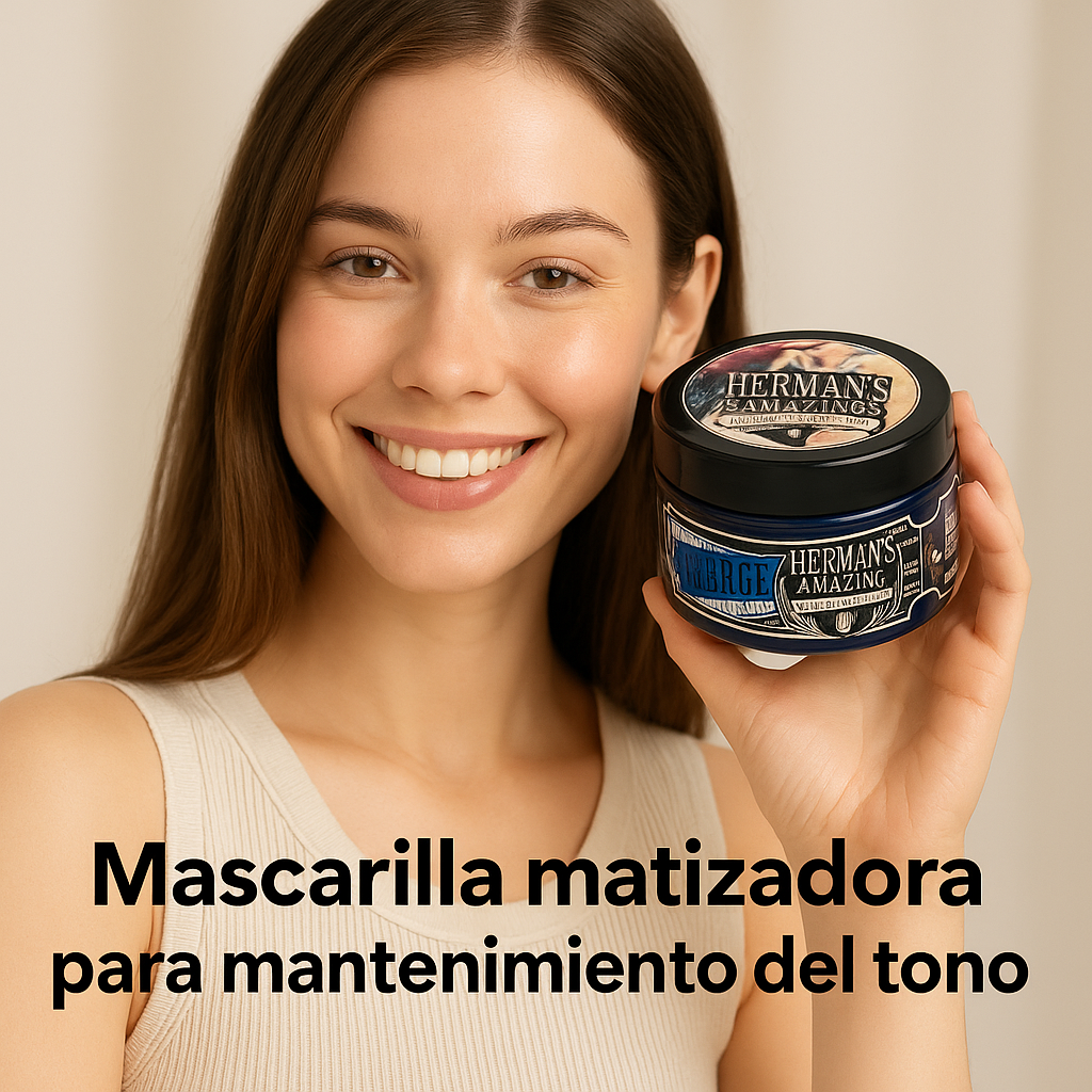 Herman’s Amazing – Mascarilla de color Marge Blue, tono azul temporal 125 ml