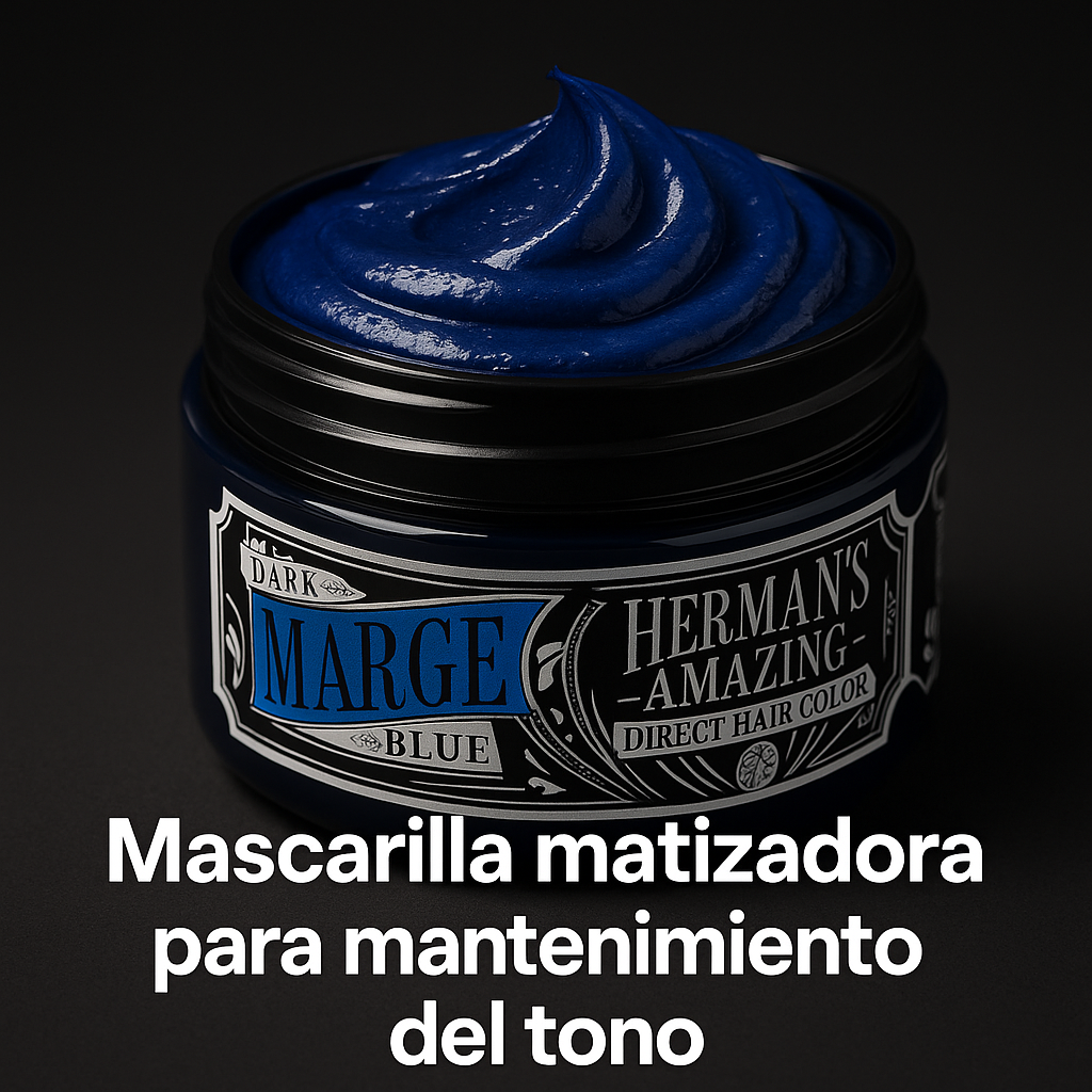 Herman’s Amazing – Mascarilla de color Marge Blue, tono azul temporal 125 ml