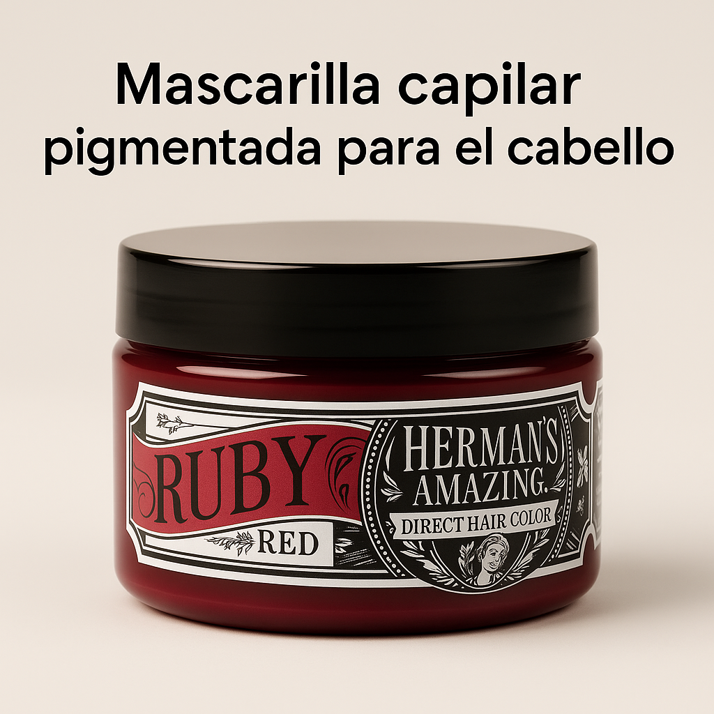 Herman’s Amazing – Mascarilla de color Ruby Red, rojo intenso para refrescar e intensificar 125 ml