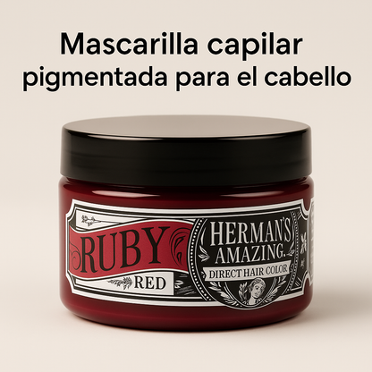Herman’s Amazing – Mascarilla de color Ruby Red, rojo intenso para refrescar e intensificar 125 ml